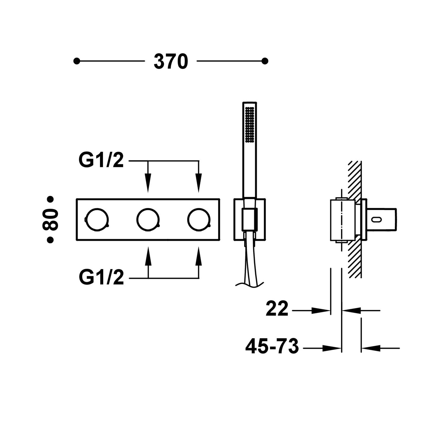 B-SYSTEM 4-ходовой встраиваемый термостатический смеситель B-system-30735401OM TRES Thermostatic - Вид №1