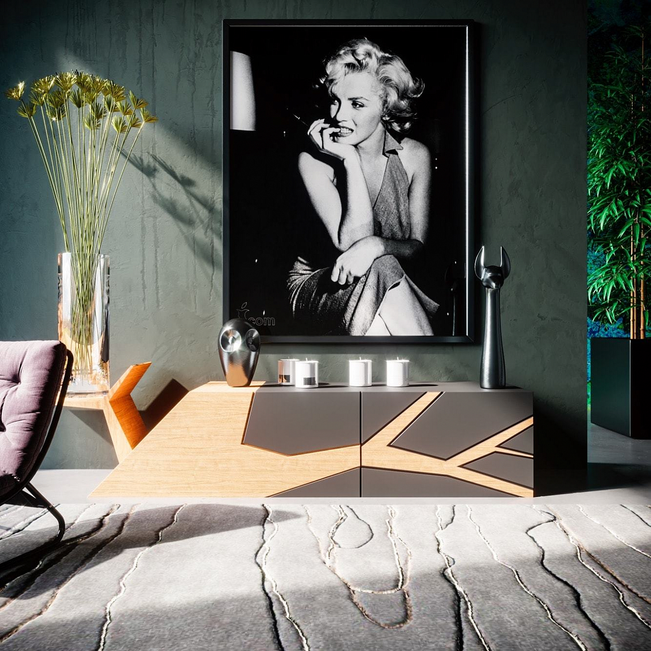 Прикроватная тумбочка дизайнерская золотая "Лория" ODINGENIY  178292 Белый;коричневый  - Вид №5