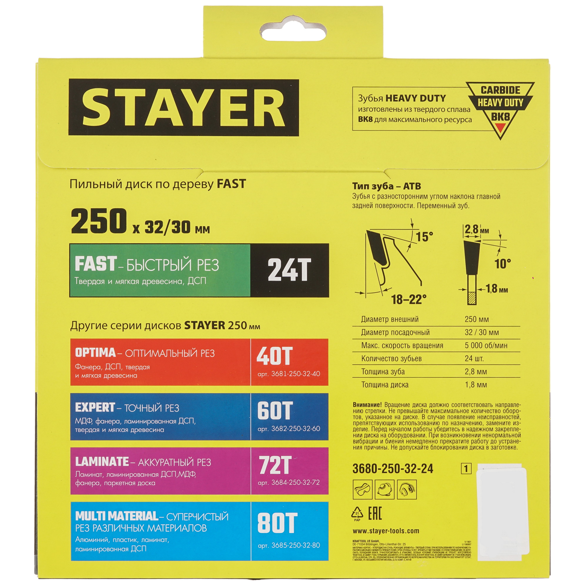 Диск пильный STAYER 3680-250-32-24_z01 9123043 STDN-0122033 - Вид №2