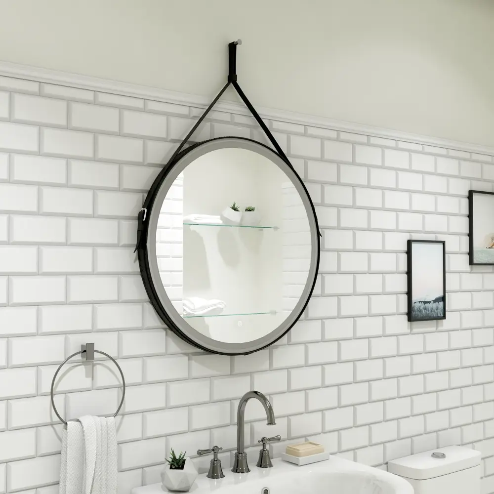 Santreyd Belt Black LED - зеркало с кожаными ремнями и интеллектуальной подсветкой ø65 см 82504944 STLM-0028838 - Вид №9