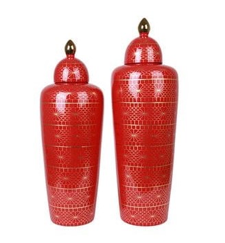 Ваза керамическая красная малая 42 см "Марокко" UNICO ДИЗАЙНЕРСКИЕ 255378 Красный  - Вид №1