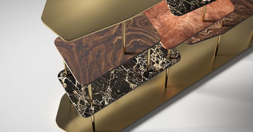 ROSSATO ARREDAMENTI Книжный шкаф с открытыми разделениями из атласной латуни Home sun-id-1424261 - Вид №1