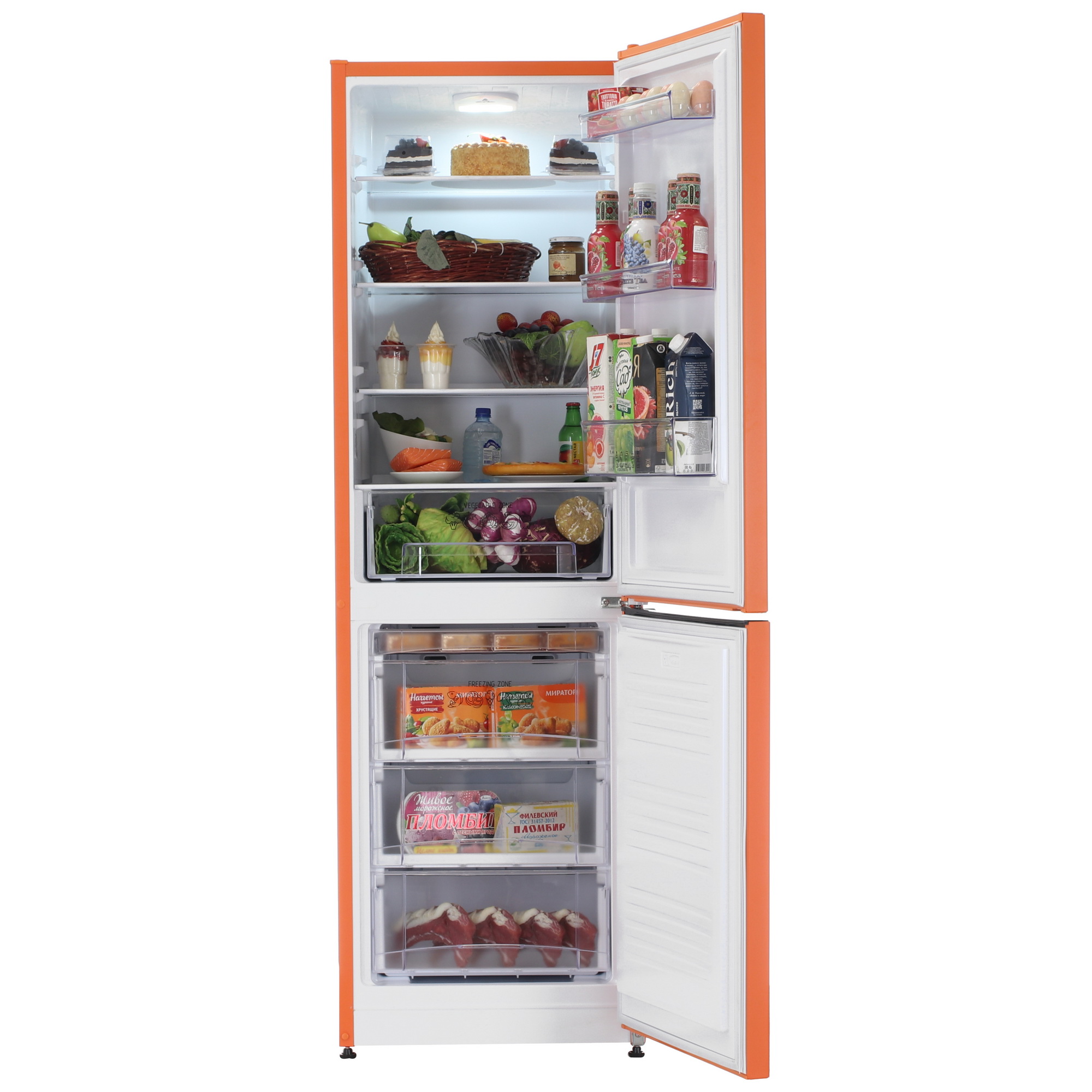 9021284 Холодильник с морозильником   Nordfrost NRB 162NF Or оранжевый STDN-0126277 - Вид №5