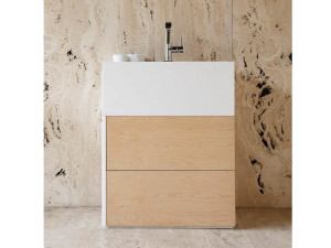 Отдельно стоящая раковина из белого мрамора Thassos с ящиками