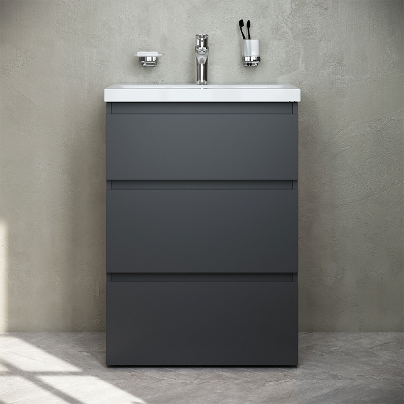 M91FSX0602GM База под раковину напольная 60 см 3 ящика графит матовый AM.PM Gem S 