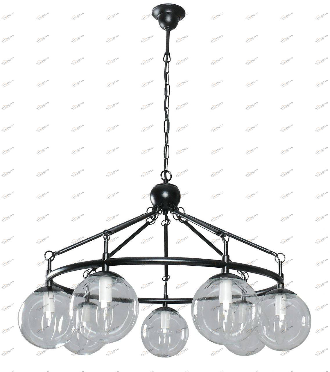 Люстра дизайнерская Come черная прозрачная 10044-7L SUPERNW ШАР 056726 Черный 
