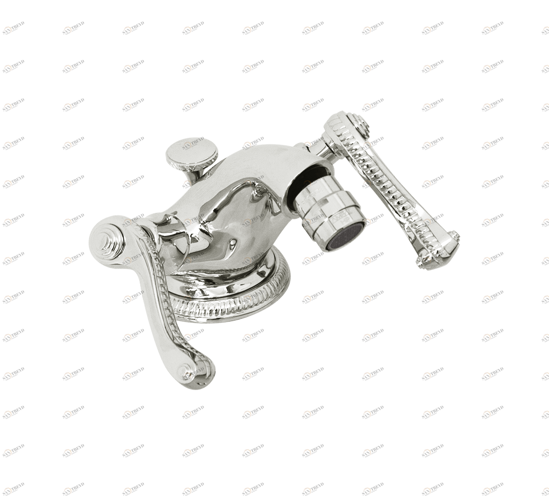 Gentry Home Смеситель для умывальника на три отверстия с выдвижным краном Tiffany Никель GH102869