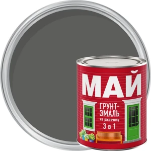 90298755 Грунт-эмаль по ржавчине 3 в 1 МАЙ цвет серый 1.9 кг STLM-0857236
