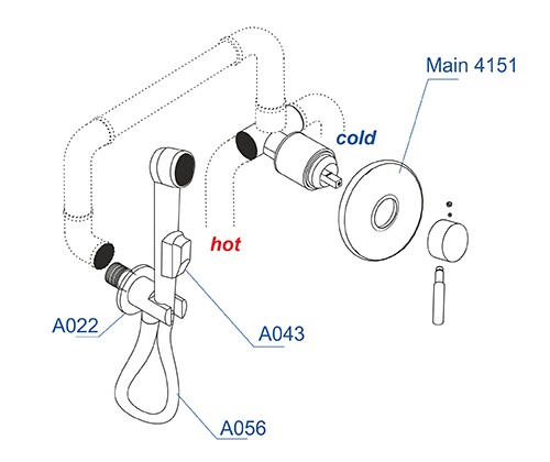 A04156 Встраиваемый комплект для биде со шлангом 100 см WasserKRAFT  - Вид №1