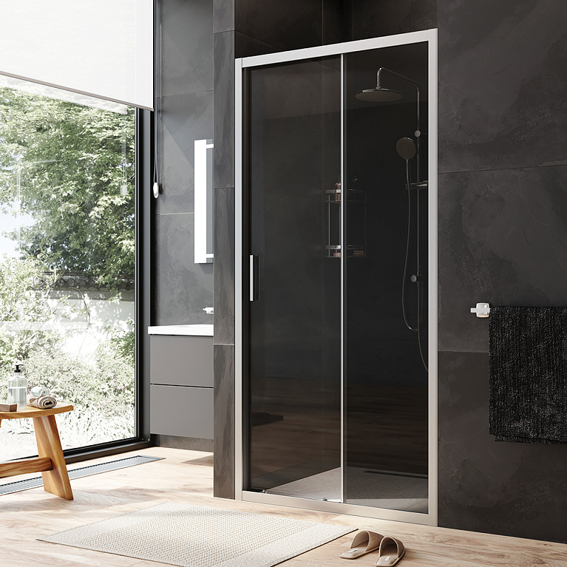 W90G-100-1-195MG Solo Дверь душевая 100х195 стекло тонированное профиль матовый хром AM.PM Gem