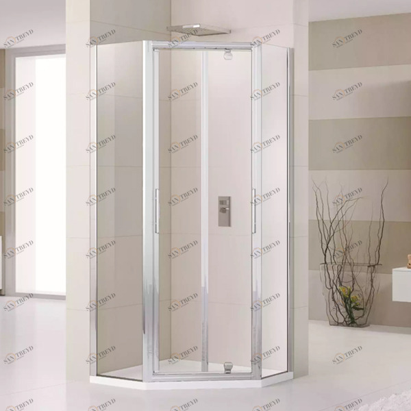 Душевой уголок 90x90 LUNES PENTAGONO S Novellini LUNES с серебристым профилем LUNESPS901B