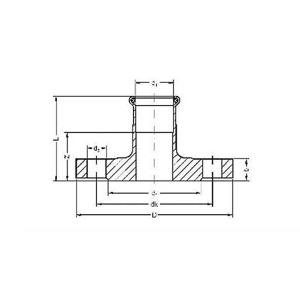 110RGPF54 SANHA 10-RG-PF пресс-фитинг газ, бронза, фланец, ВПр DN 50 / 54mm мм  - Вид №1