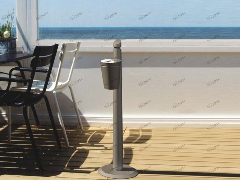 Neri Шлифованная пепельница для общественных мест из оцинкованной стали Carya 2801 