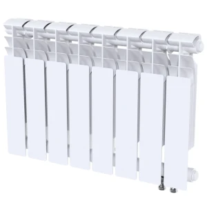 Радиатор секционный Le Heat Bimetal 350/90 8 секций нижнее подключение биметалл белый