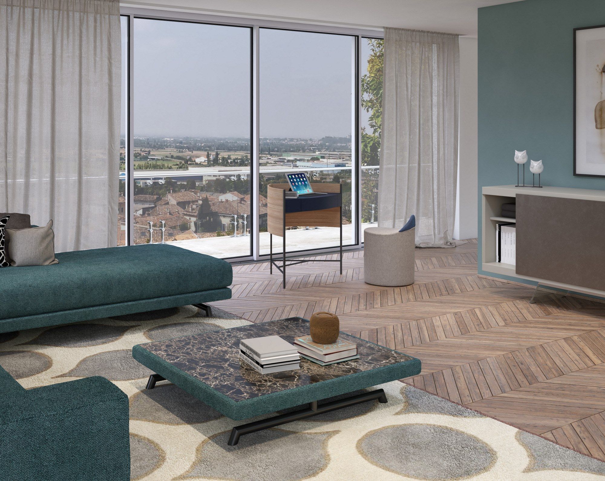 Письменный стол из искусственной кожи для ПК с откидными дверцами ESTEL GROUP BLOOM ARCH-00060599 - Вид №4