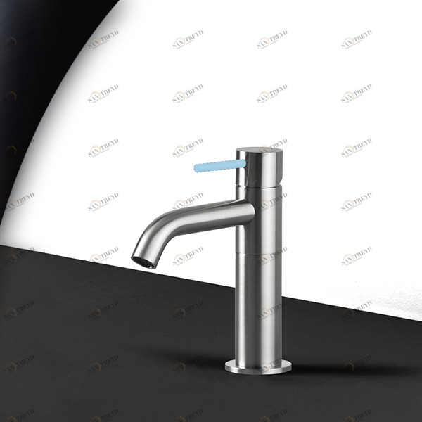 Смеситель для раковины сталь матовая с голубой ручкой Toki Radomonte TKS1SCIL17