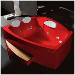 Ванна GRUPPO TREESSE Matrix Slim V7637-K большая с подголовником глубокая с гидромассажем красная