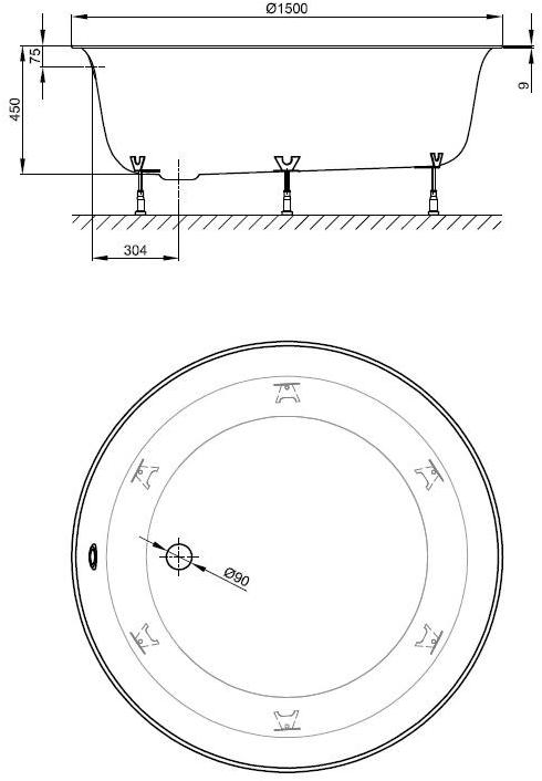 Bette Встраиваемая круглая ванна  6045  - Вид №4