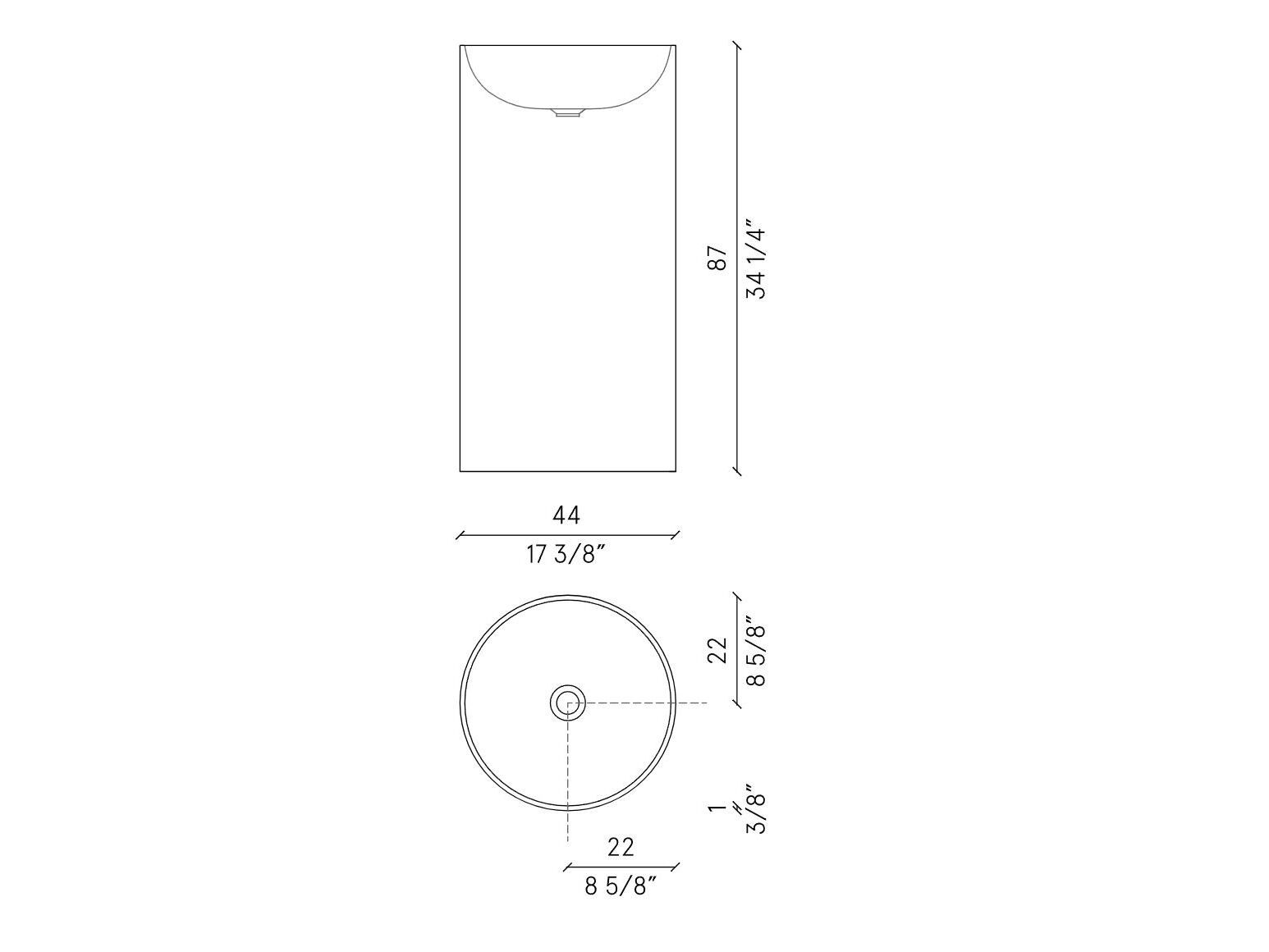 Круглая отдельно стоящая раковина из Cristalplant® Noorth Tube ARCH-00111273 - Вид №4