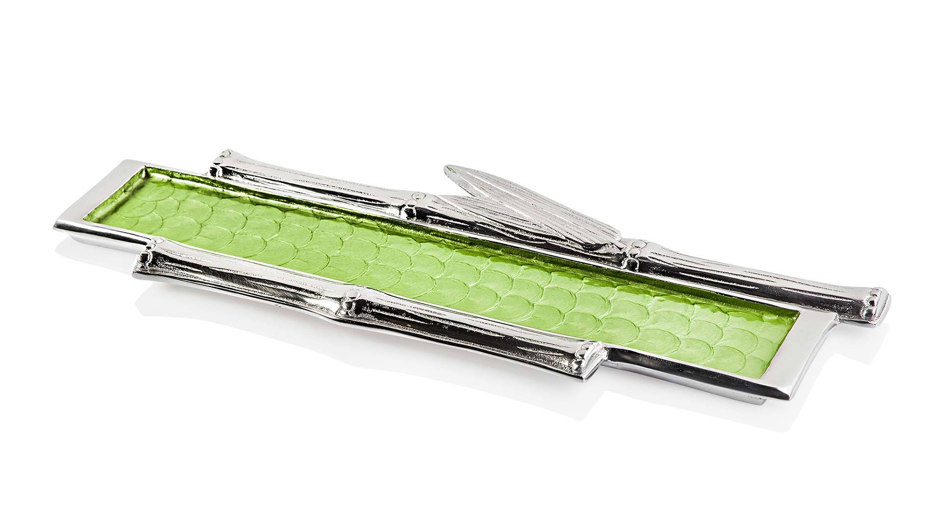 10581990 Julia Knight Поднос прямоугольный Julia Knight "Флора. Бамбук" 46см (мохито) Алюминий  - Вид №1