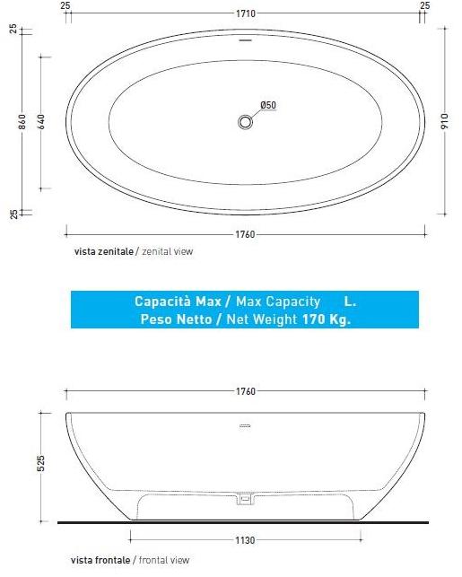 Ceramica Flaminia Отдельностоящая овальная ванна из pietraluce® App Ap176v/165v/150v - Вид №4