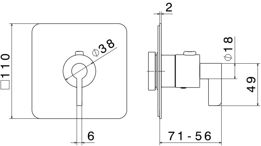 newform Смеситель для душа встраиваемый термостатический Blink chic 69837e - 69848e - Вид №2