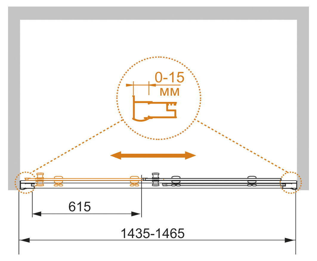 Душевая дверь в нишу CEZARES PRATICO-BF-1-145-C-Cr - Вид №7