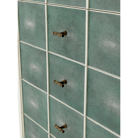 Комод в прихожую высокий с 5 ящиками слоновая кость с зелеными фасадами Brunel от Eicholtz EICHHOLTZ ДИЗАЙНЕРСКИЕ, EICHOLTZ 060903 Белый;зеленый  - Вид №2