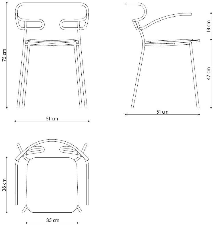 TrabA' Металлический стул для ресторана с подлокотниками со встроенной подушкой Genoa 0048-met-im-ar - Вид №8