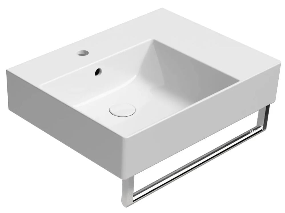 Керамическая одиночная прямоугольная раковина с держателем для полотенец GSI ceramica Kube X ARCH-00074939