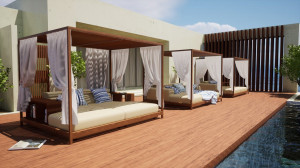 Садовая кровать с навесом iroko с солнцезащитным козырьком