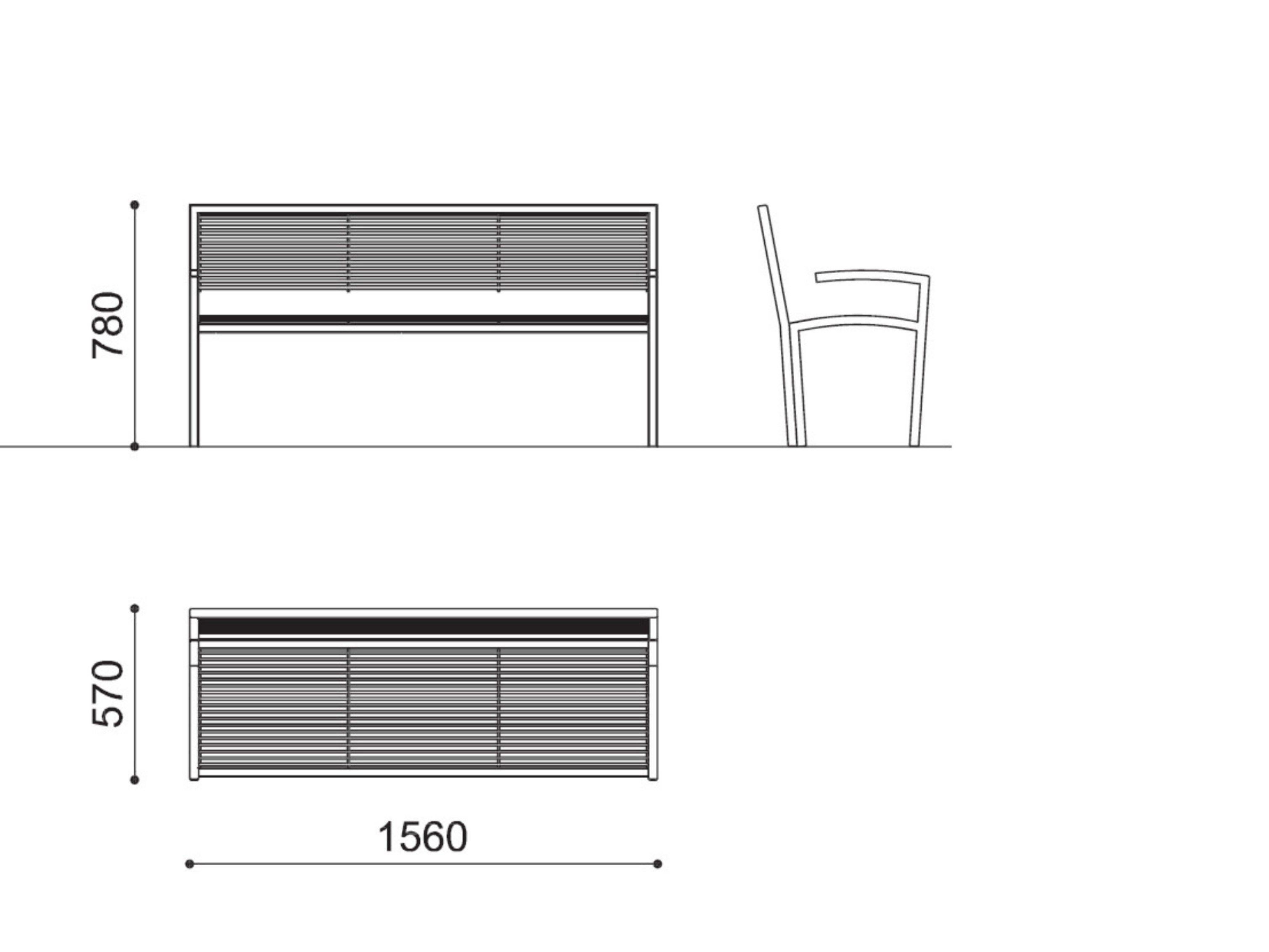 Деревянная скамья со спинкой с подлокотниками City Design ARCH-00091339 - Вид №2