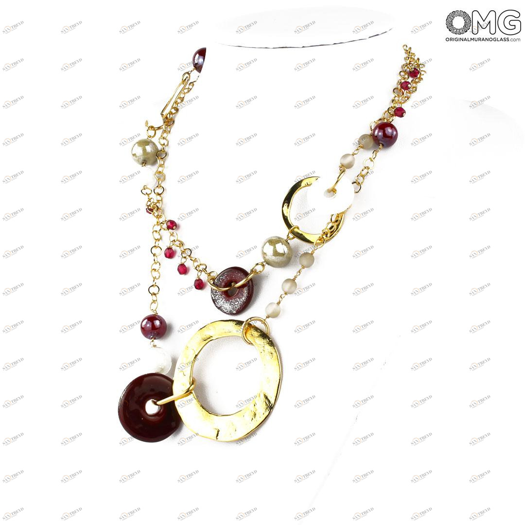 3811 ORIGINALMURANOGLASS Колье в два ряда Скарлатто - Коллекция Antica Murrina - муранское стекло OMG 88 см 
