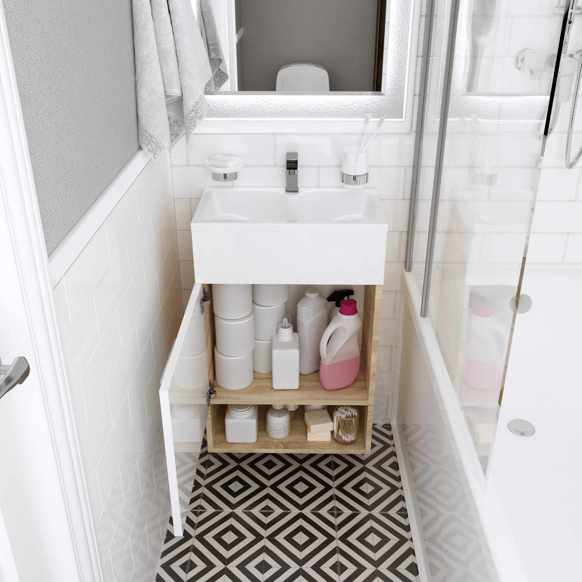 У85934 Тумба с раковиной July 50П 1д. Дуб Сонома 1 Marka JULY - Вид №4