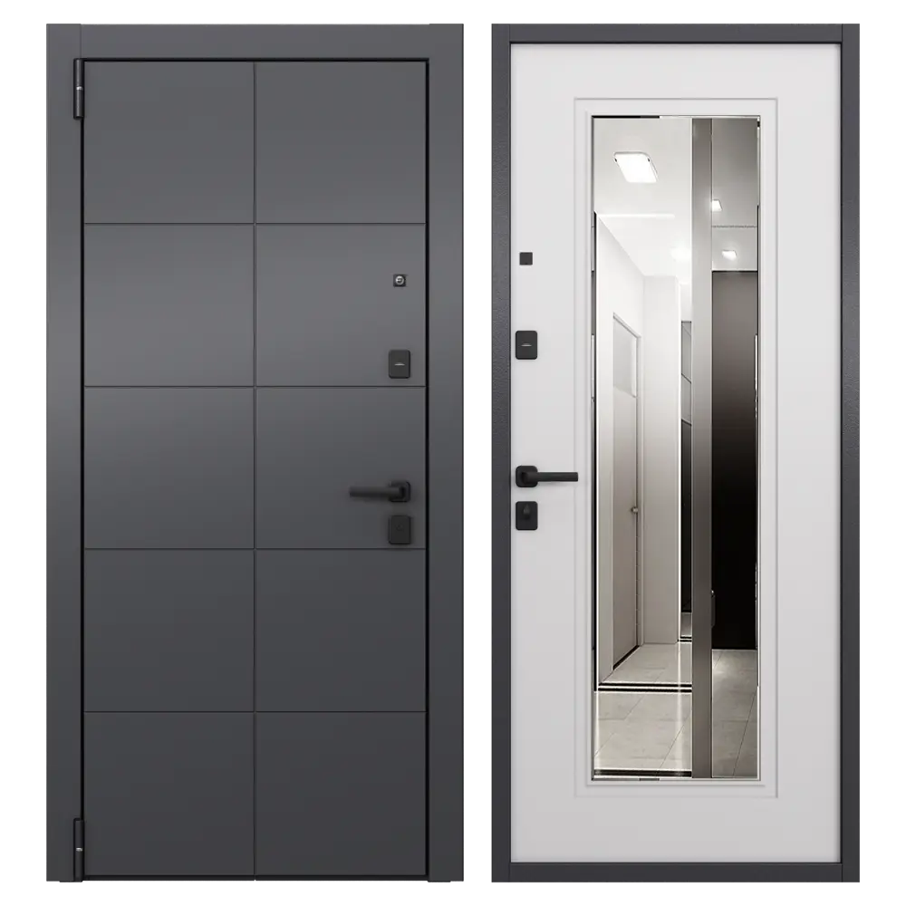 Дверь входная металлическая Гибсон 95x205 см левая скай беленый с зеркалом TOREX STLM-2202041 - Вид №1