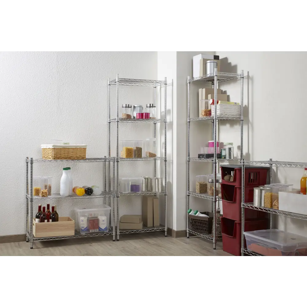 Стеллаж сетчатый KONSENSA 60x35x180 см цвет хром STLM-2088095 - Вид №7