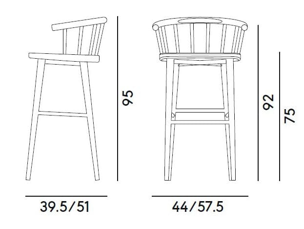 Высокий стул из бука с подлокотниками Billiani W ARCH-00127498 - Вид №5