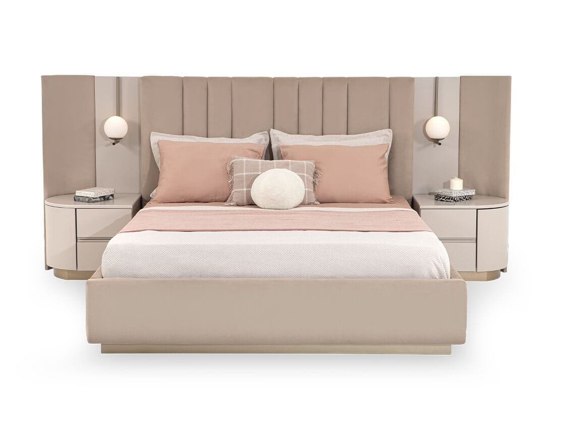 Двуспальная кровать для хранения ткани со встроенным освещением NDESIGN румяна ARCH-00117053