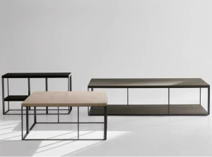 Maxalto Прямоугольный журнальный столик из стали и дерева Lithos