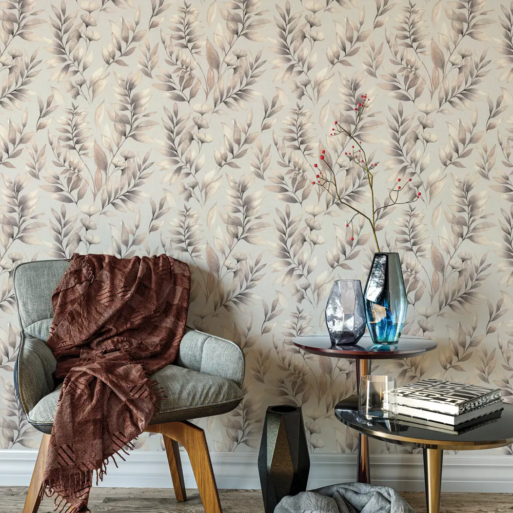 INSPIRE Money Flower - серые флизелиновые обои с цветочным узором 87289648 STLM-0073655 - Вид №2