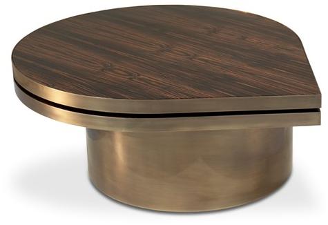 KOKET Журнальный столик из латуни со столешницей из шпонированного дерева Tears sun-id-1443845 - Вид №1