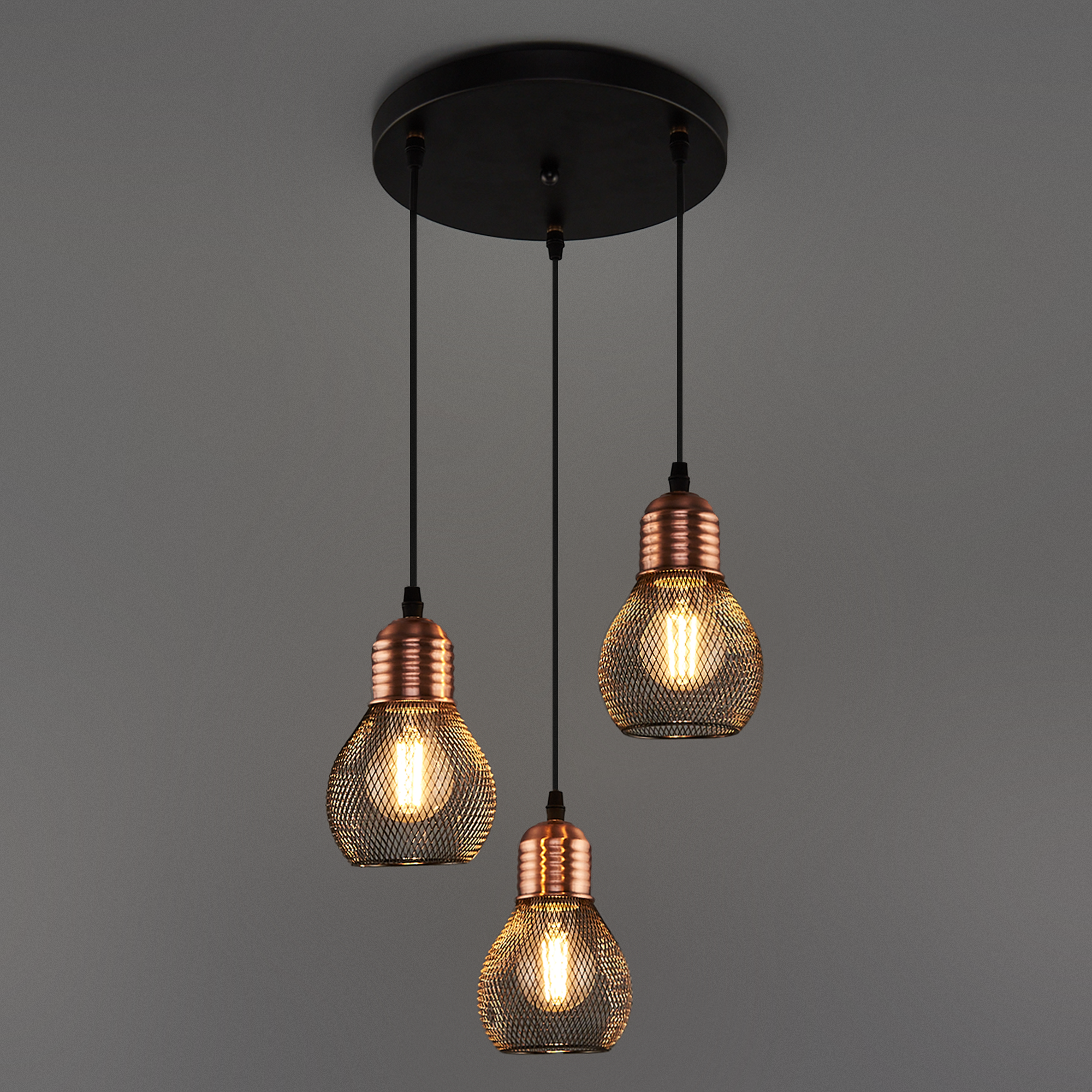 Подвесной светильник Freya с тремя плафонами в стиле лофт 89168220 STLM-0079419 - Вид №1