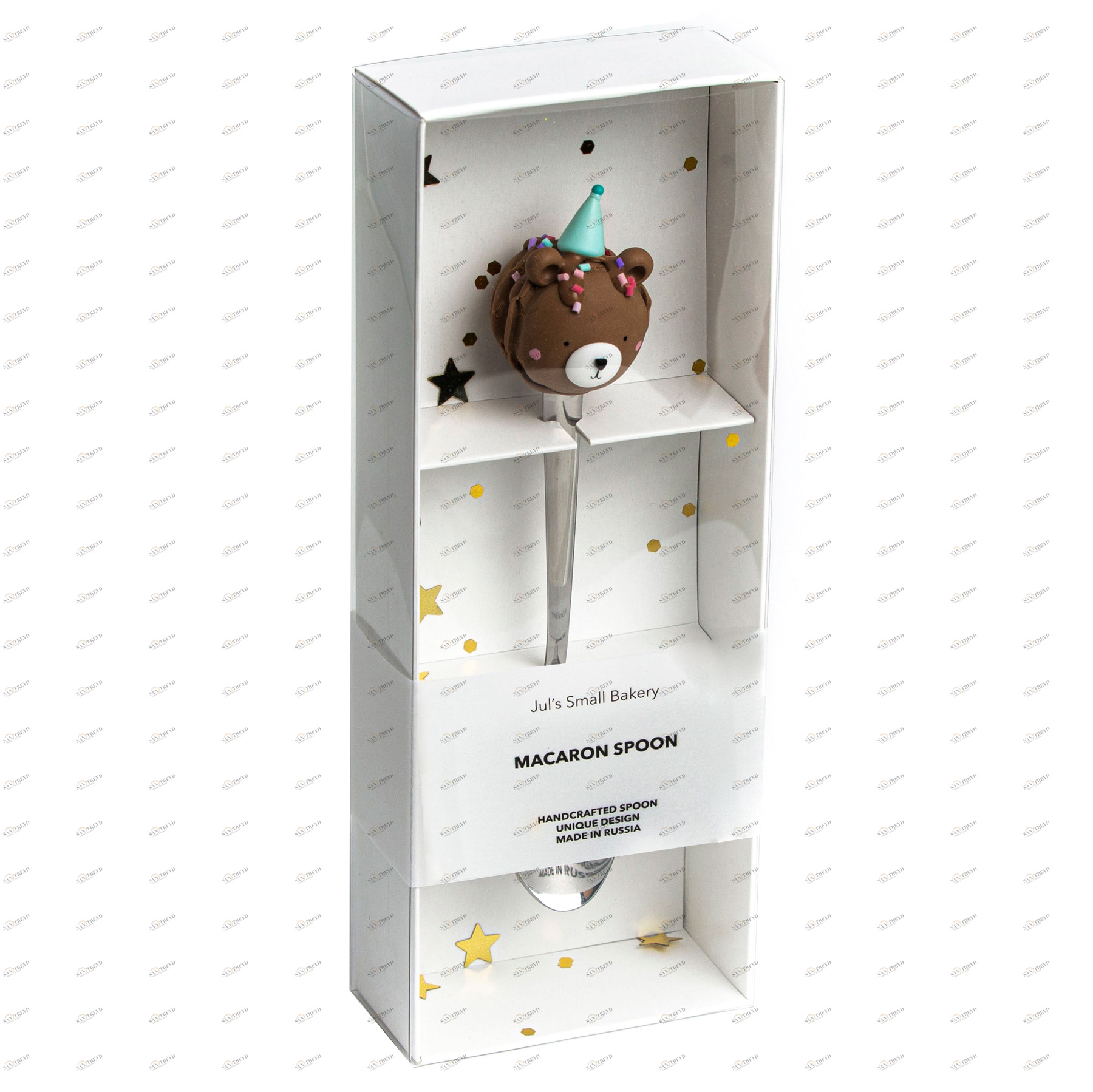 Чайная ложка с macaroons "Мишка в бирюзовом колпачке" темно-коричневый JULS SMALL BAKERY  335356 Коричневый Santreyd 