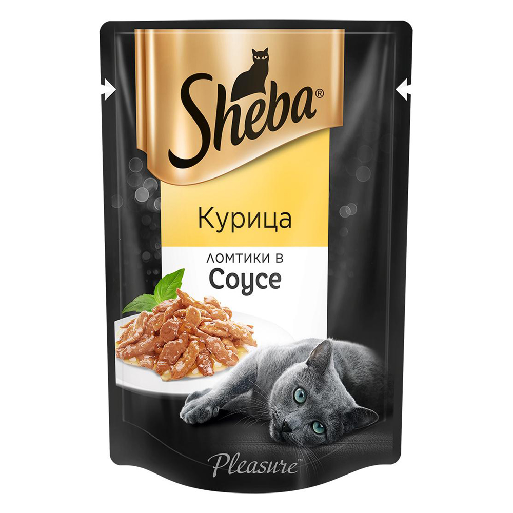 ПР0049052 Корм для кошек Pleasure ломтики в соусе курица пауч 85г SHEBA 