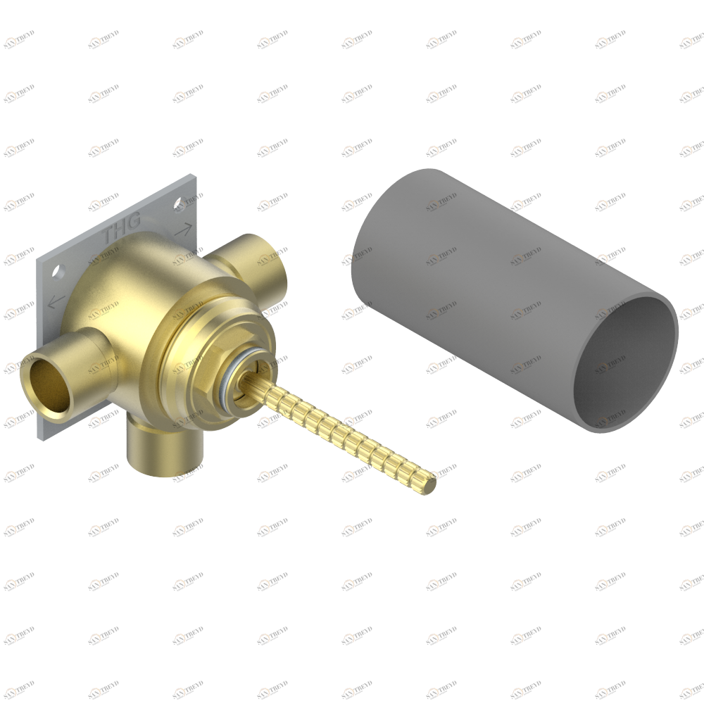 G00-48M2SPSA Wall mounted 3-way diverter with ceramic cartridge for concealed installation, 1 inlet 3/4" and 2 outlets 1/2" with stop position, without trim Thg-paris прочие артикулы THG Без отделки 