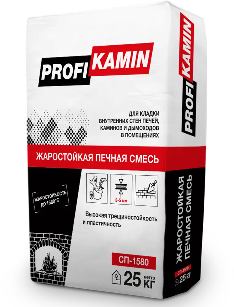 PROFIKAMIN Огнеупорная смесь для печей и каминов СП-1580, 25 кг 88624263