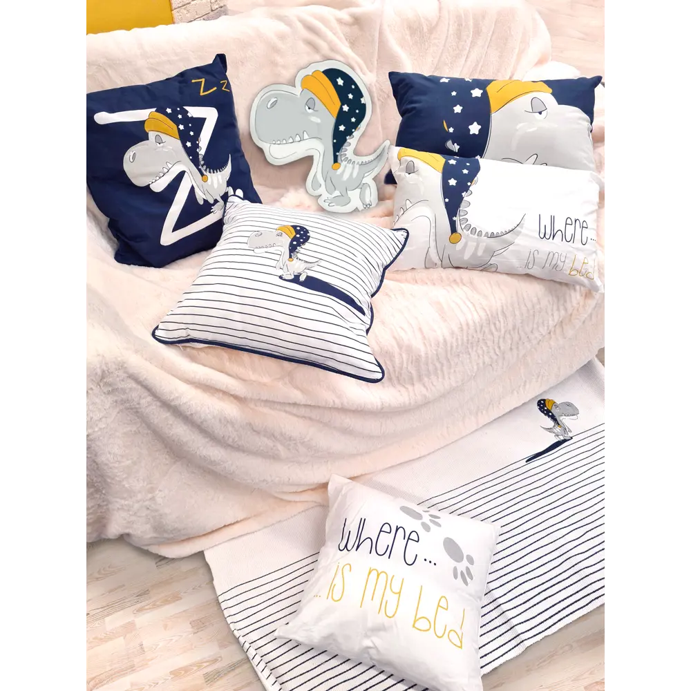 Коврик прикроватный хлопок «Сонный динозаврик» 60x120 см, цвет белый Santreyd STLM-2084718 - Вид №4