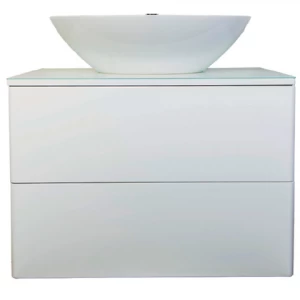 Тумба Otto 75 см., цвет белый. 2 ящика. Закруглённые бока у фасадов. Хром