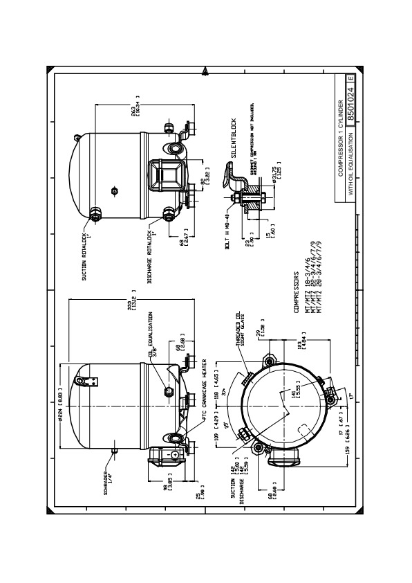 Danfoss MT/MTZ — Герметичные поршневые компрессоры MT80-4V Компрессор MT80-4VI  - Вид №11