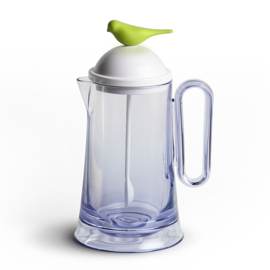 QL10301-WH-GN Кувшин sparrow с ложкой, белый с зеленым Qualy 